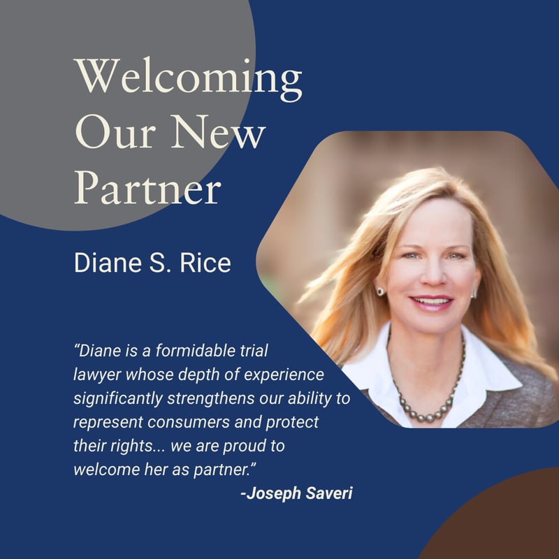 Joseph Saveri Law Firm Welcomes Veteran Trial Lawyer Diane S. Rice as ...
