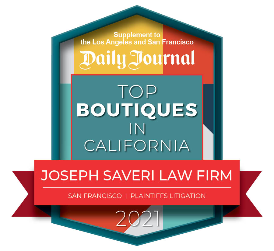 2021 Joseph Saveri Law Firm TOP BOUTIQUES BADGE