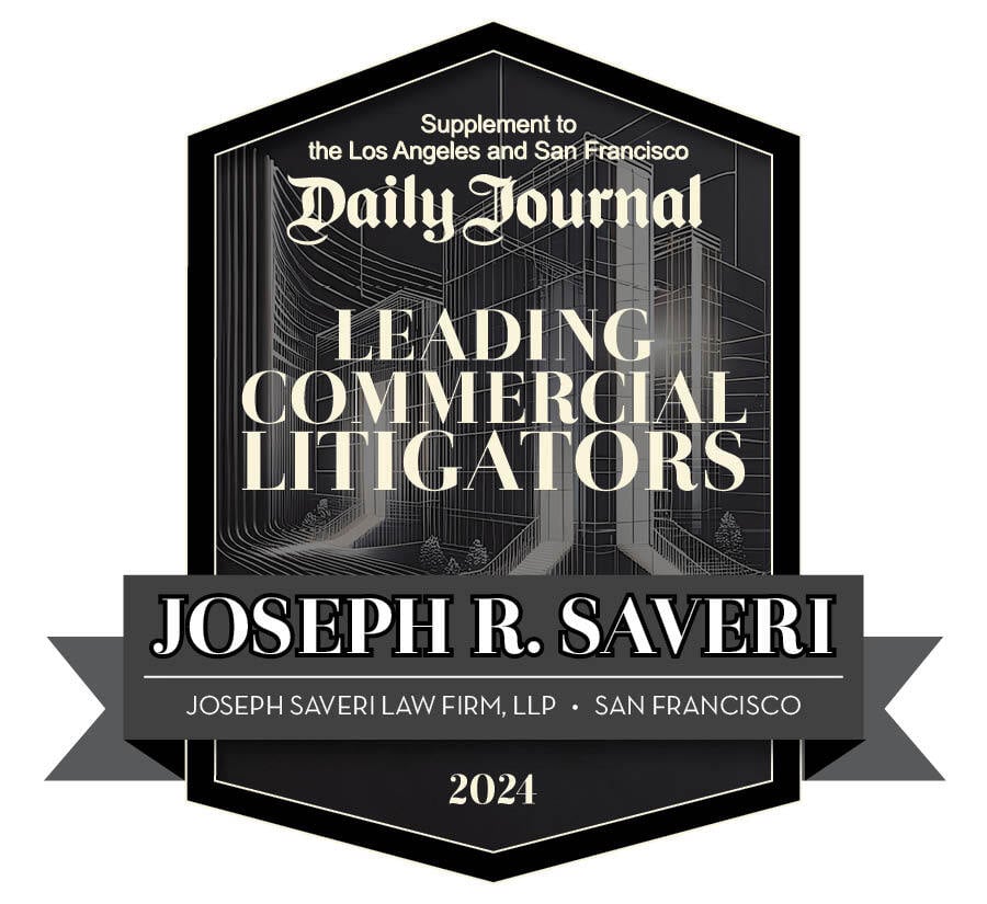 Joseph P Saveri 2024 TOP LEAD LITIGATORS BADGE